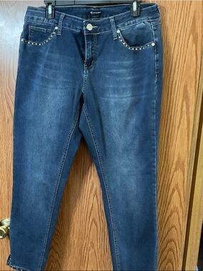 new directions Dark Blue Skinny Jeans with Stud Trim